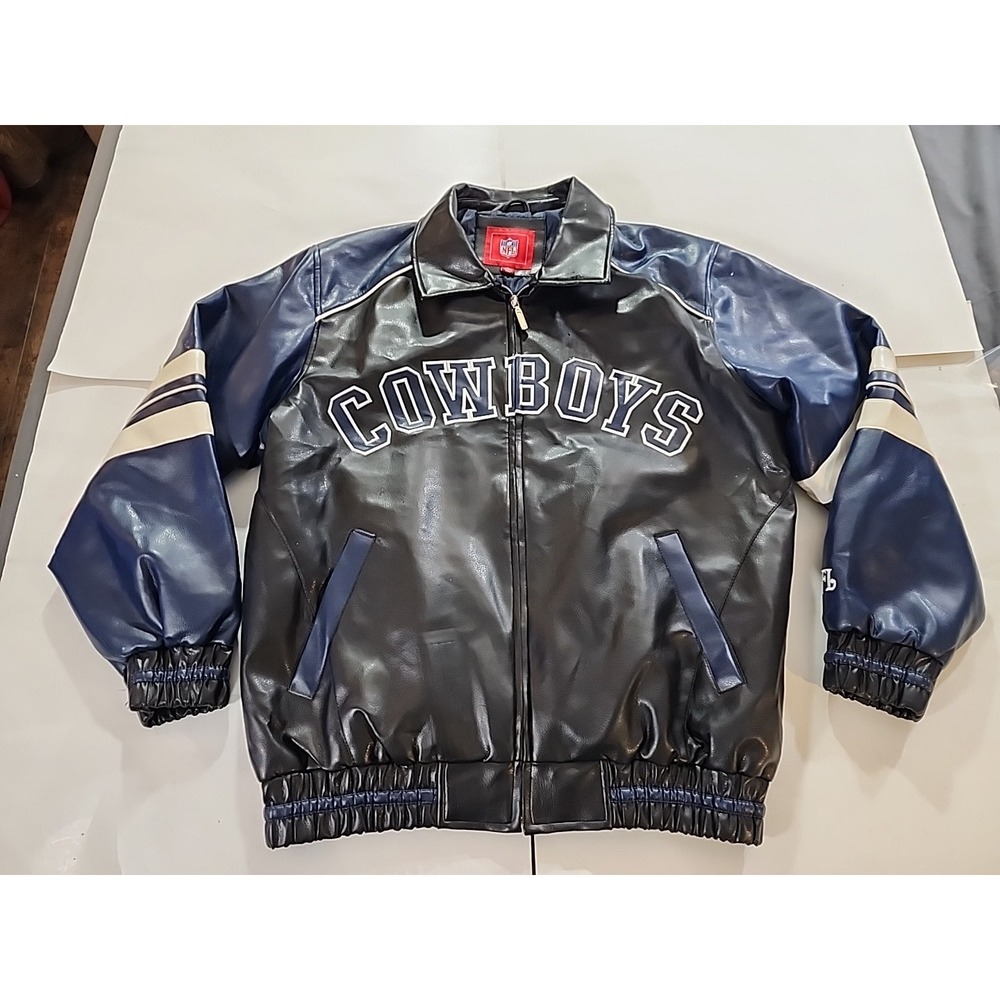 Vintage Dallas Cowboys‎ G III NFL FAUX LEATHER Zip Up Jacket Size Medium Men's